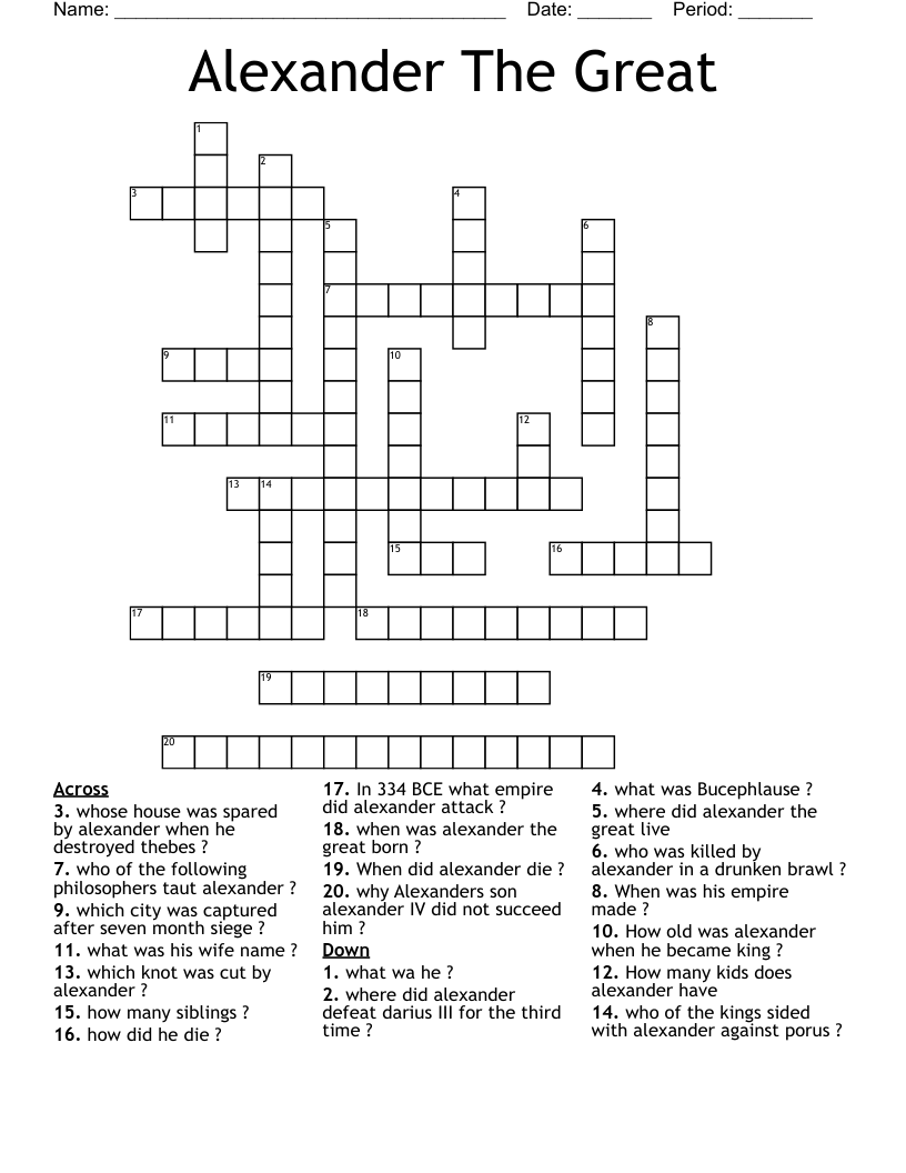 Alexander The Great  Crossword