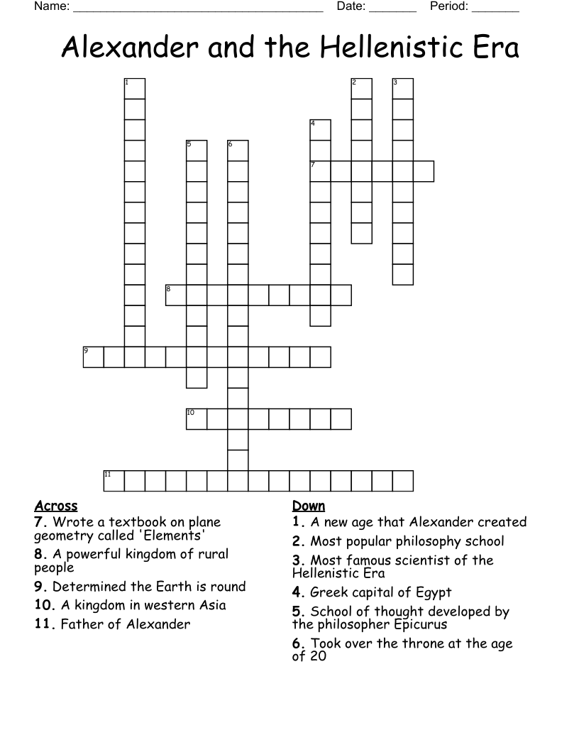 Alexander and the Hellenistic Era Crossword