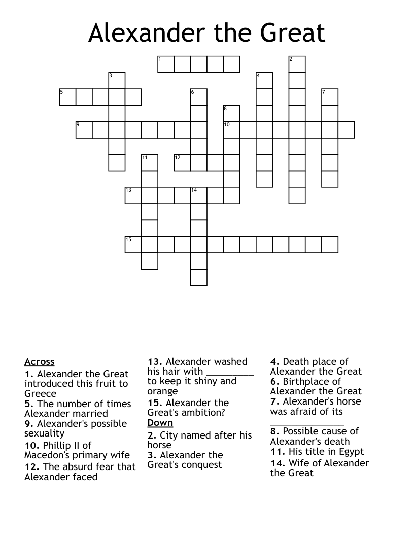 Alexander the Great Crossword