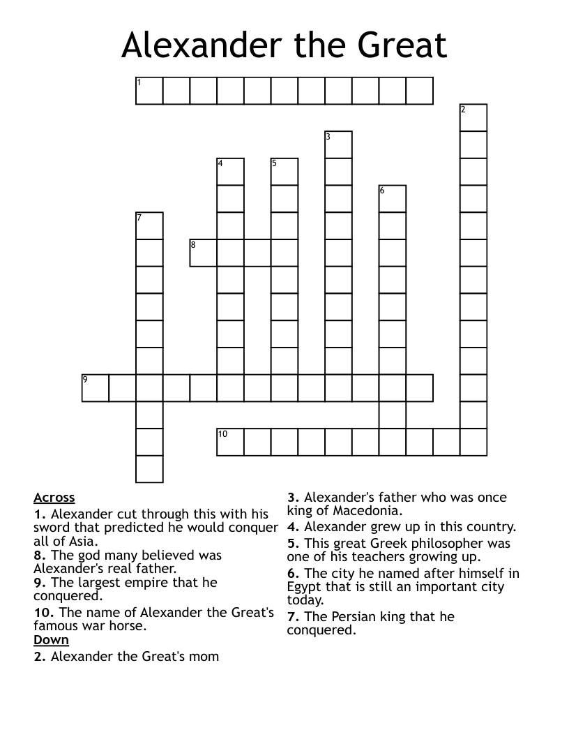 Alexander the Great Crossword