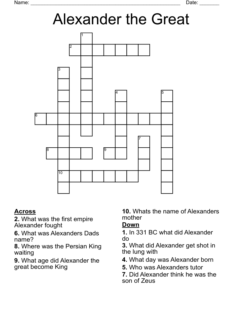 Alexander the Great Crossword
