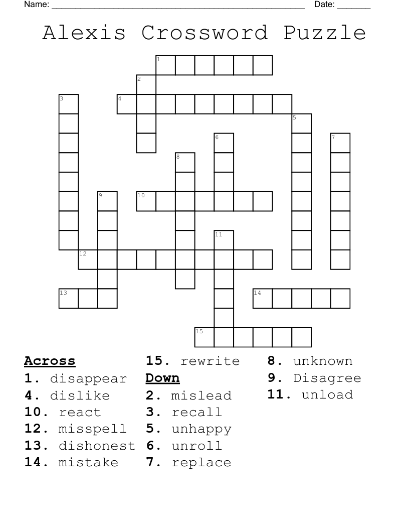 Alexis Crossword Puzzle