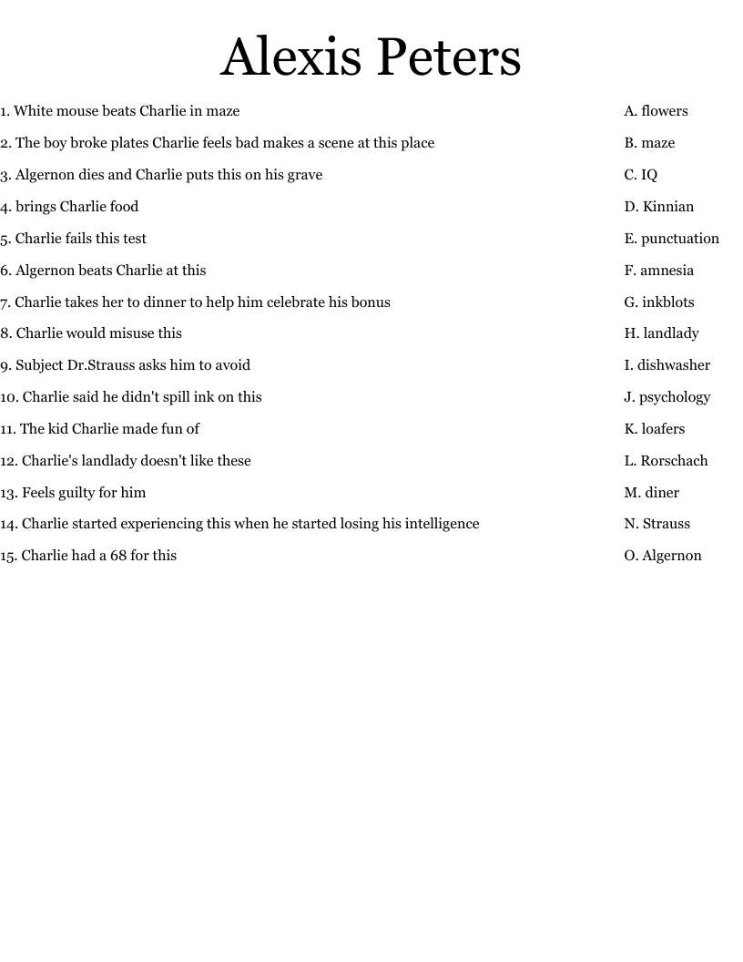 Alexis Peters  Worksheet