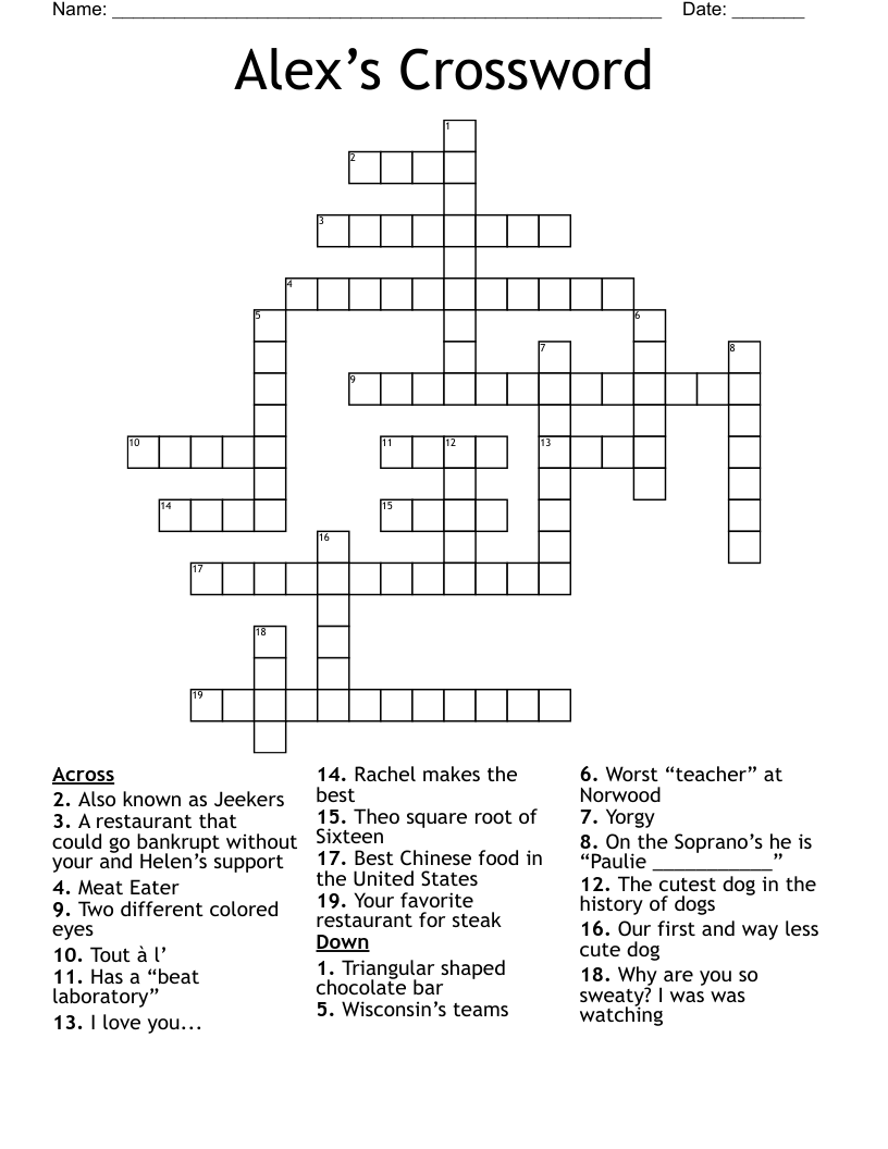 Alex’s Crossword