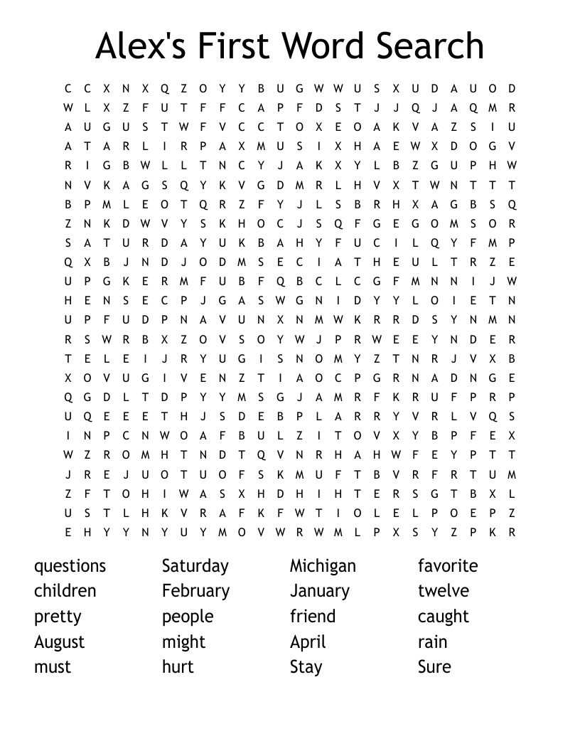 Alex's First Word Search