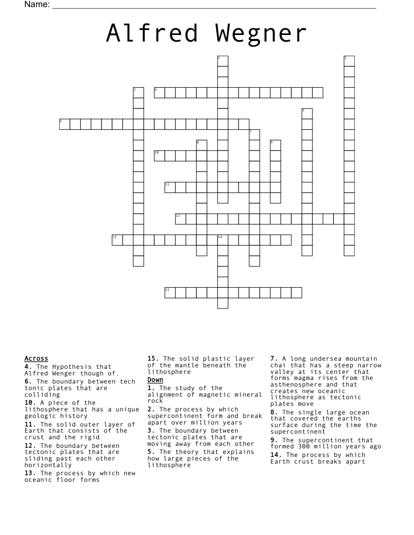 Alfred Wegner Crossword