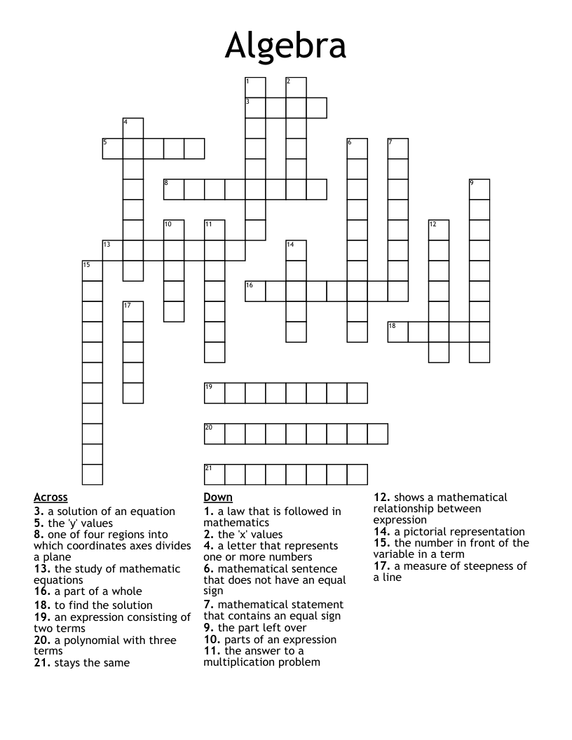 Algebra Crossword