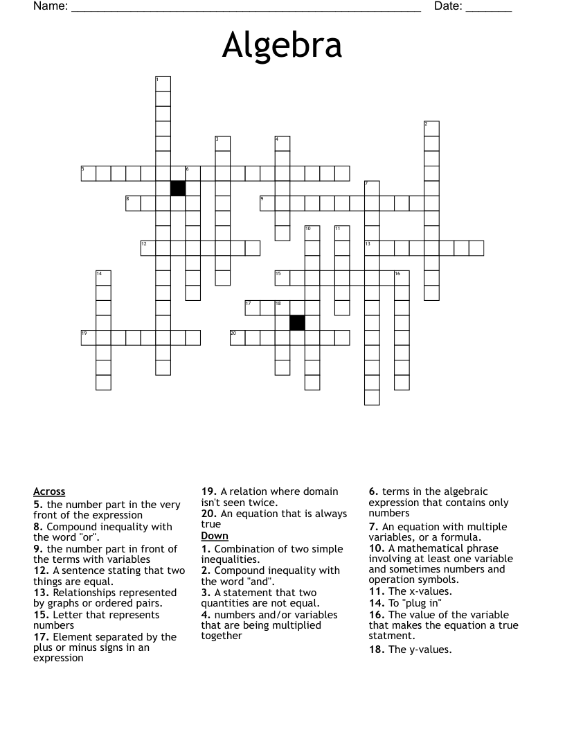 Algebra Crossword