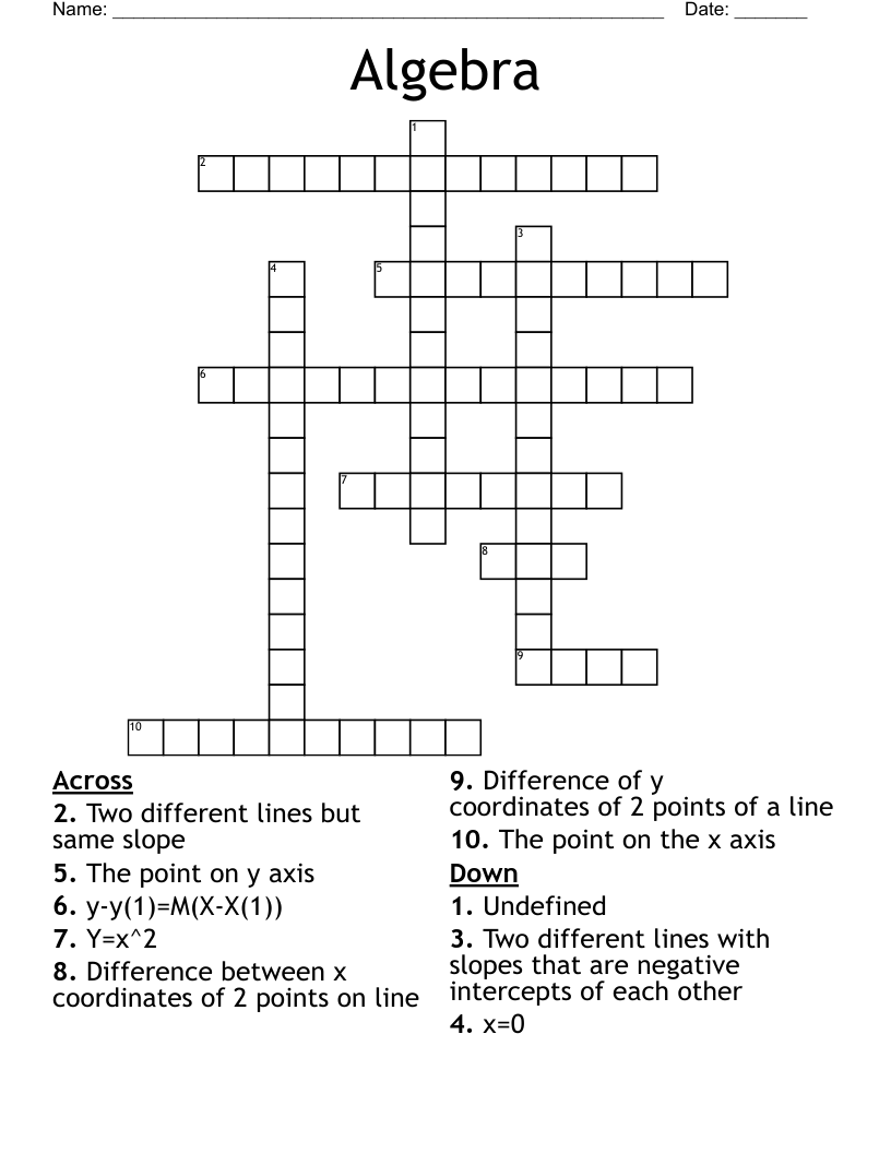 Algebra Crossword