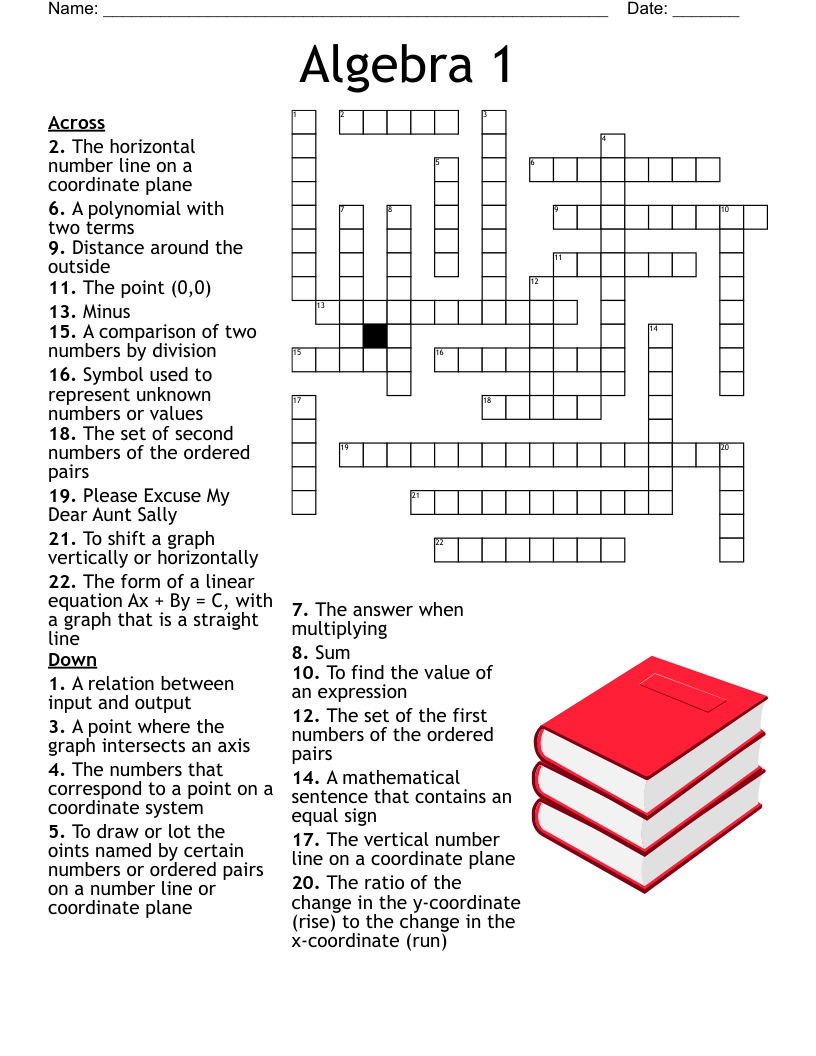 Algebra 1 Crossword