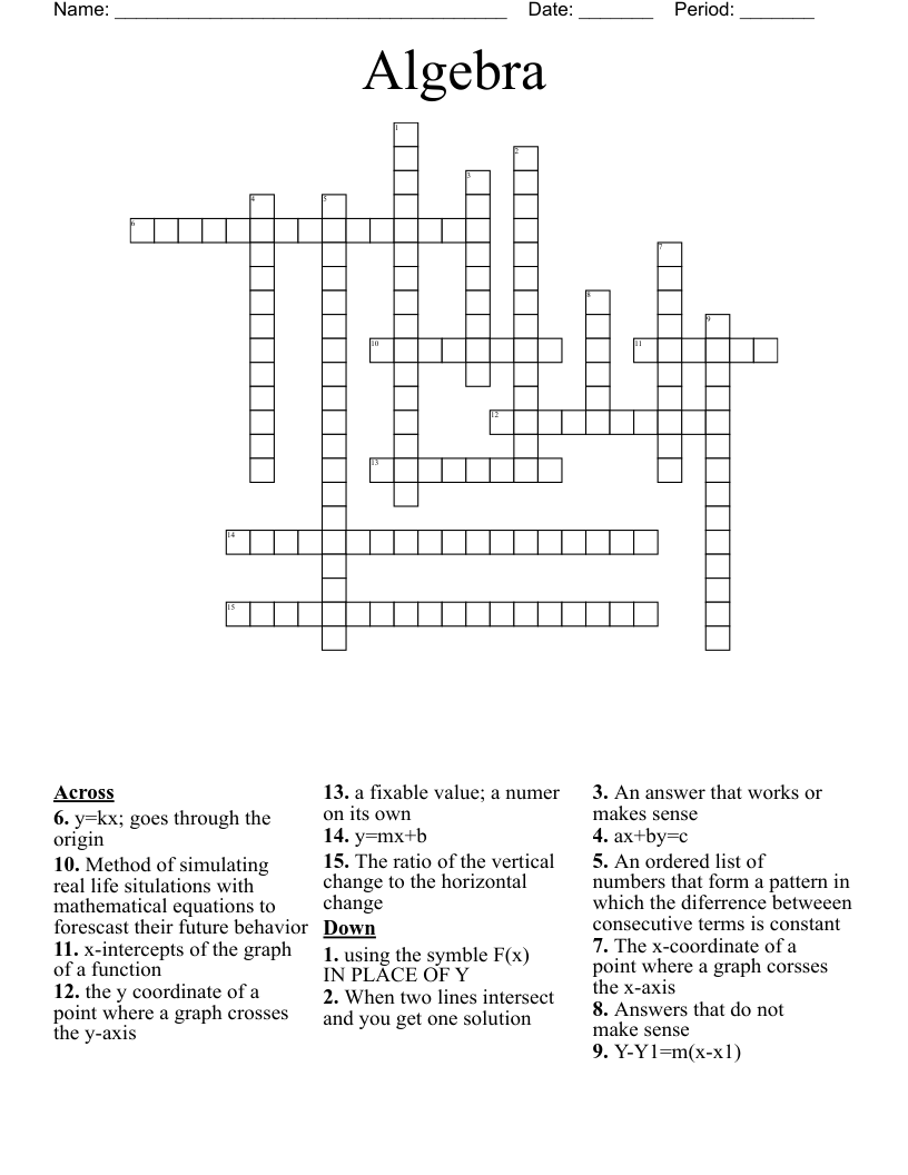 Algebra Crossword