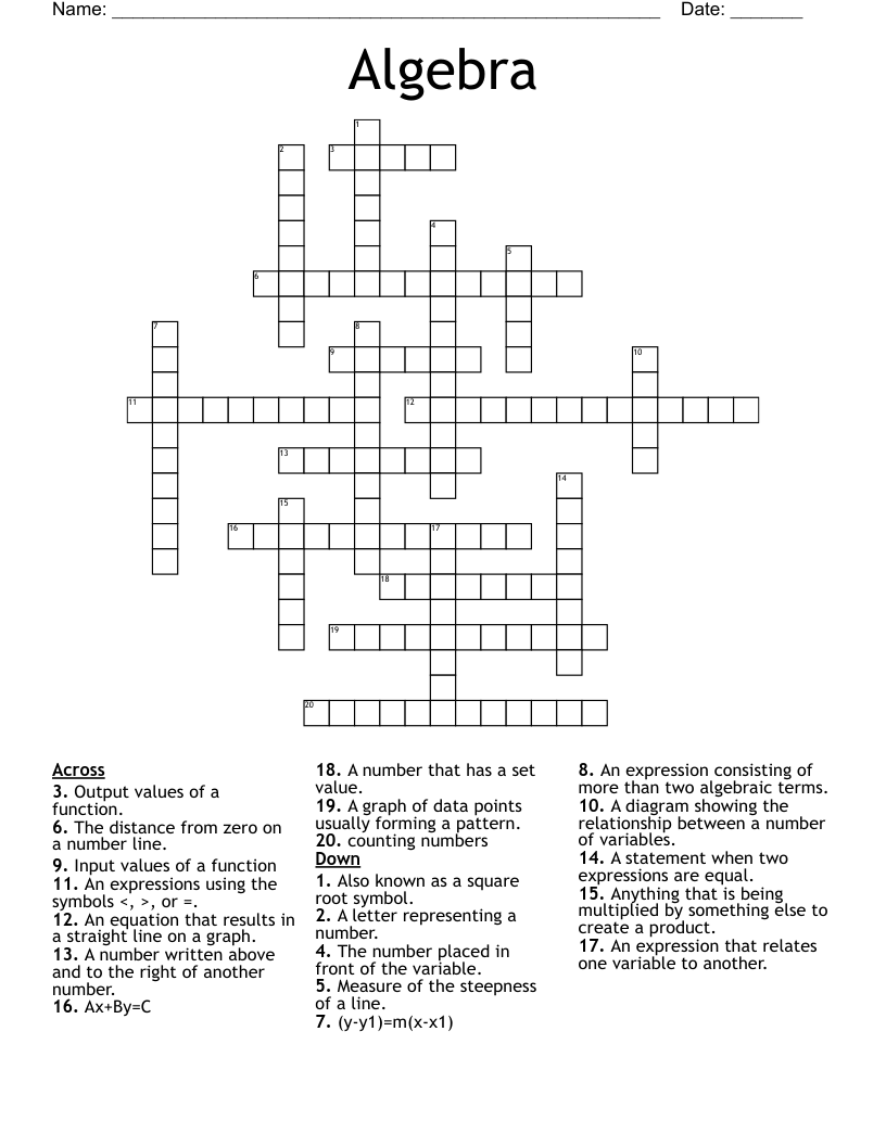 Algebra Crossword