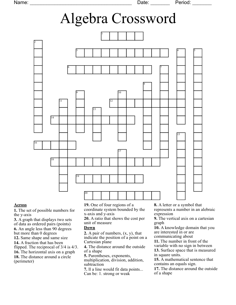 Algebra Crossword
