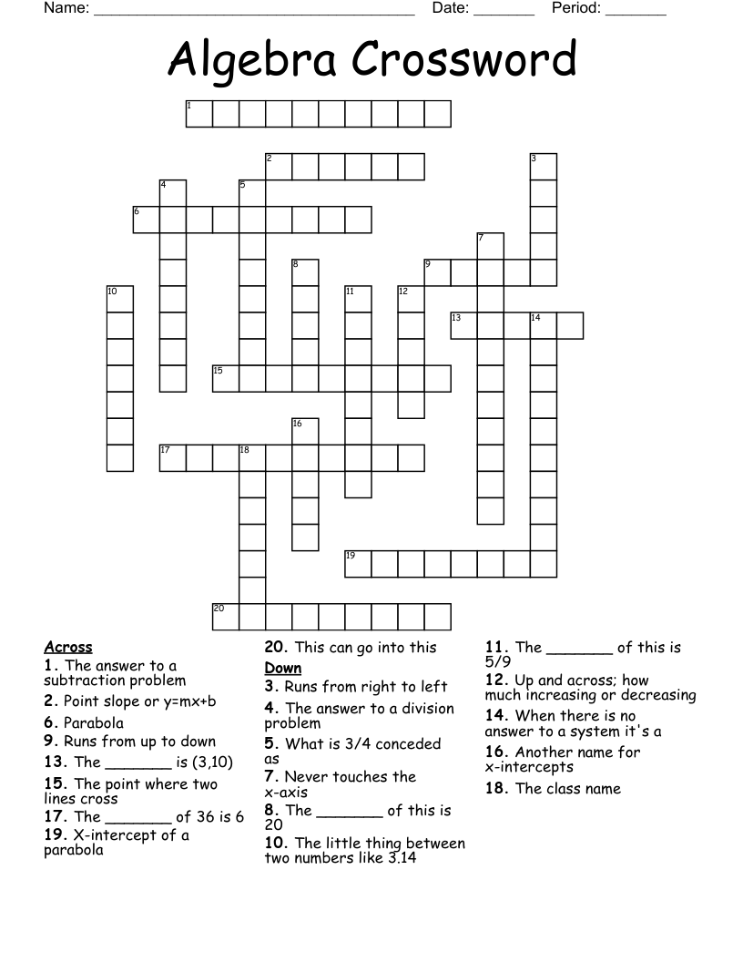 Algebra Crossword