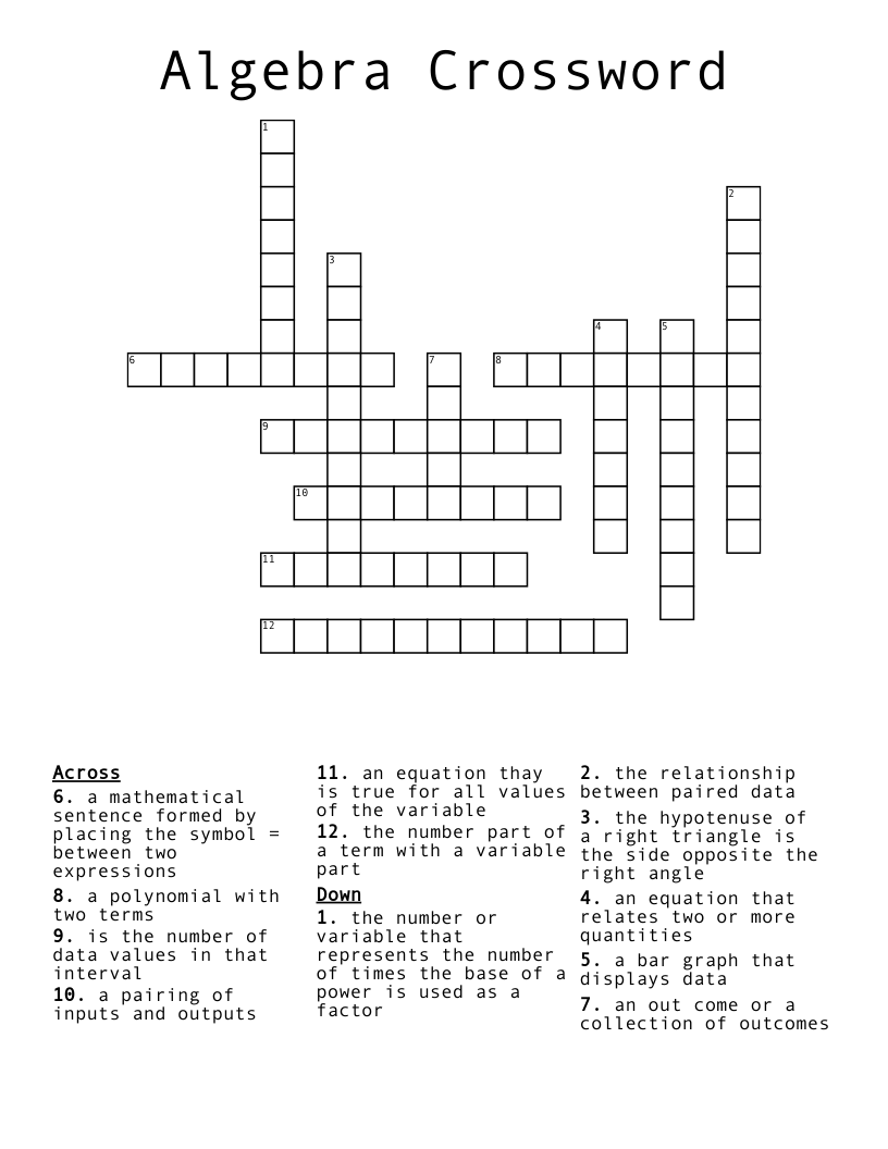 Algebra Crossword