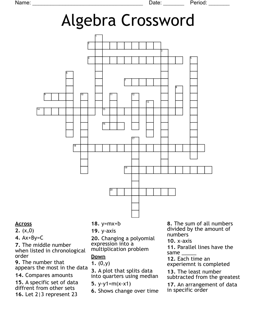 Algebra Crossword