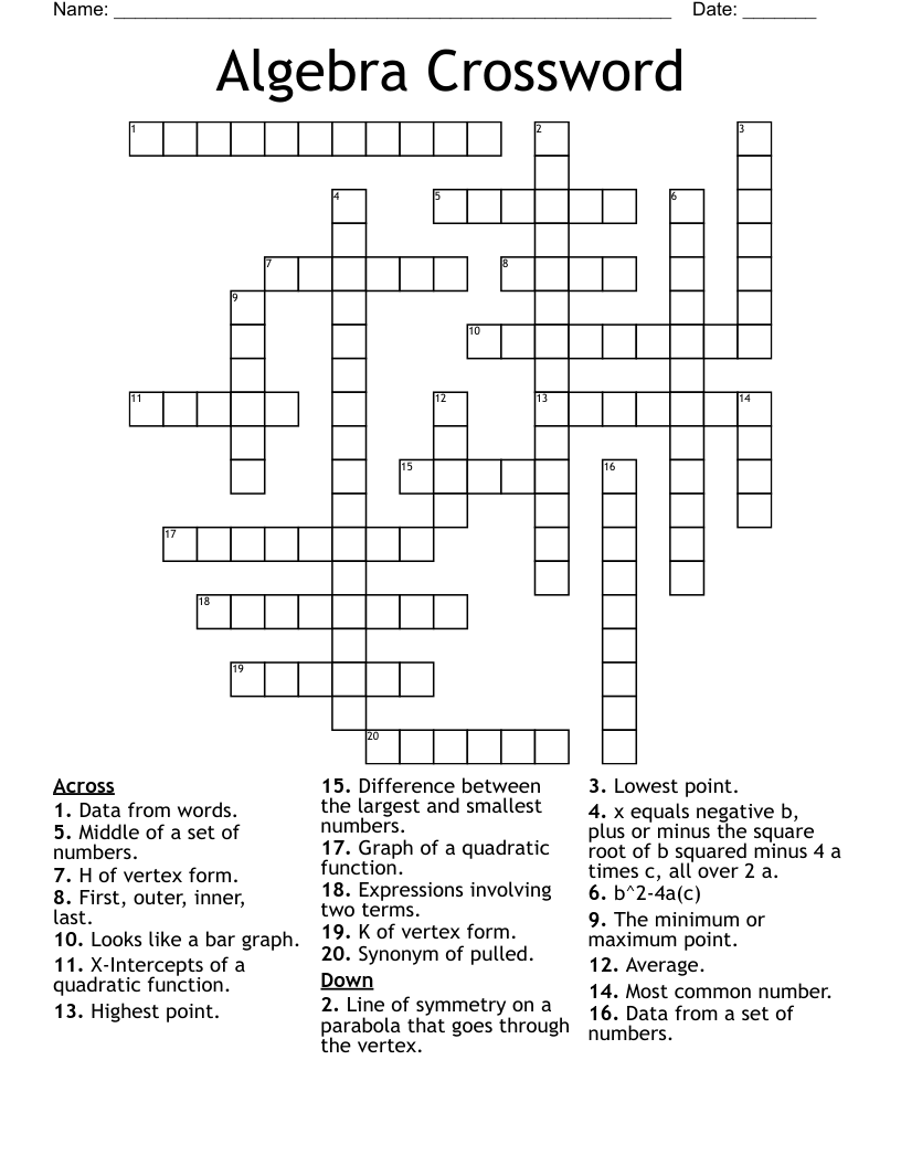 Algebra Crossword