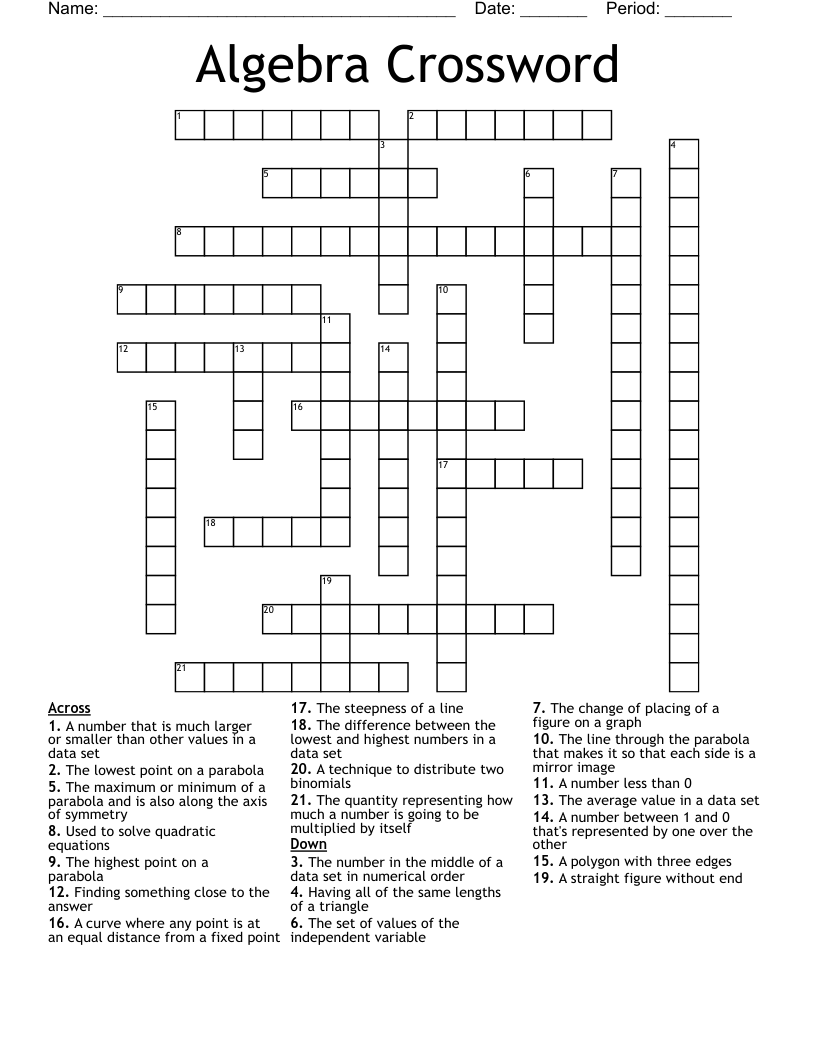 Algebra Crossword