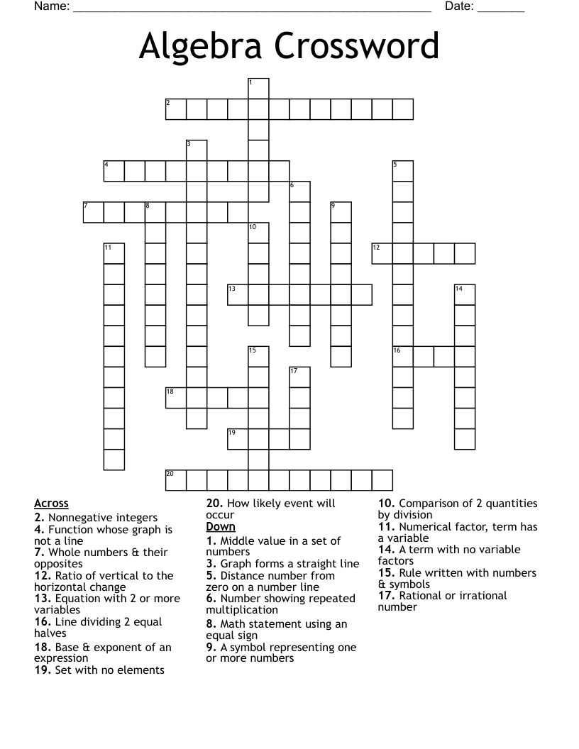 Algebra Crossword