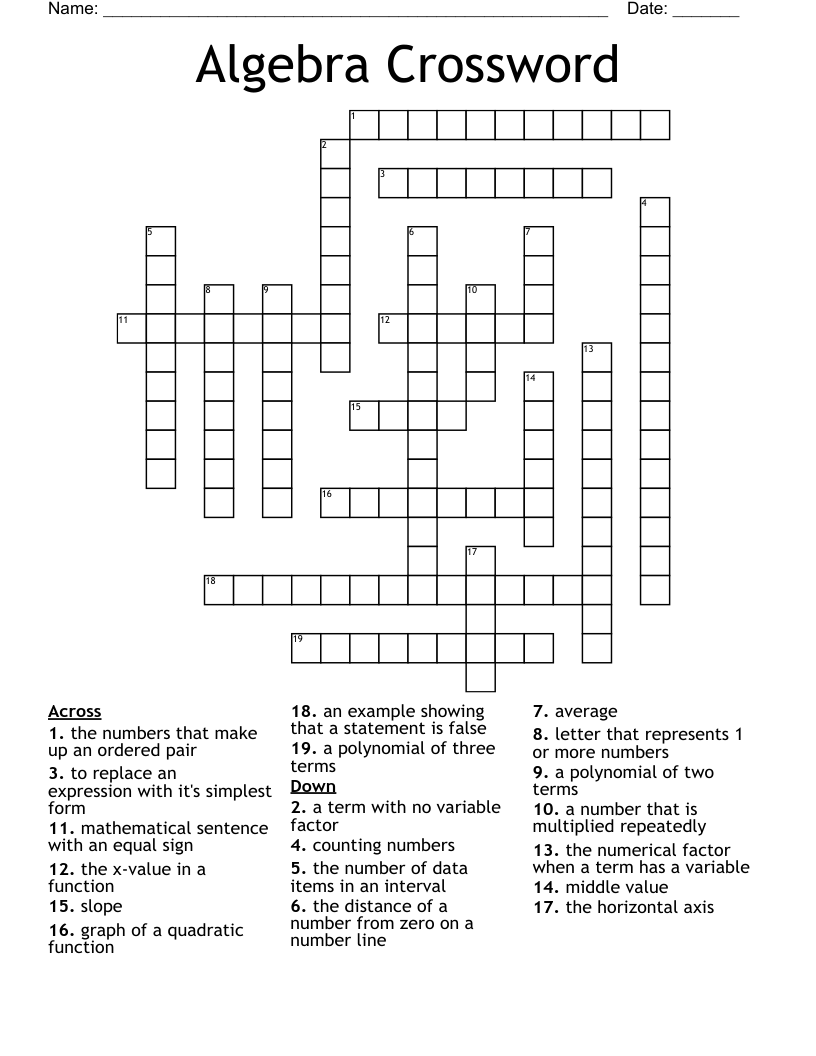 Algebra Crossword