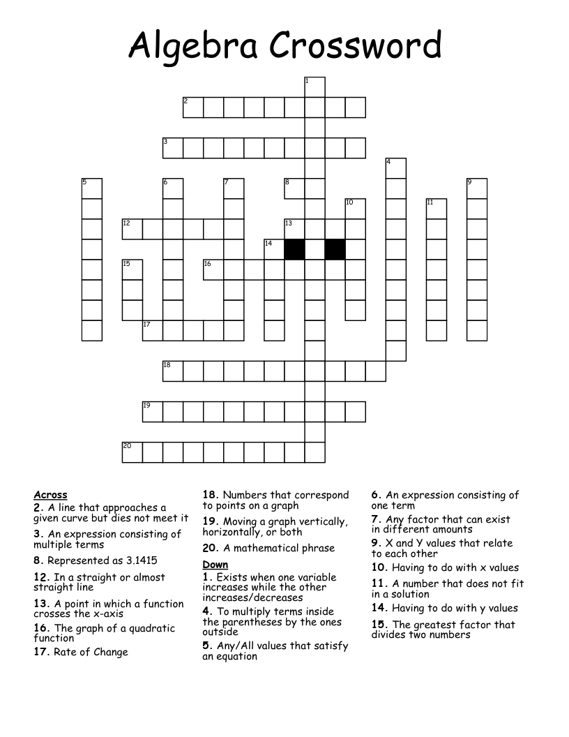 Algebra Crossword