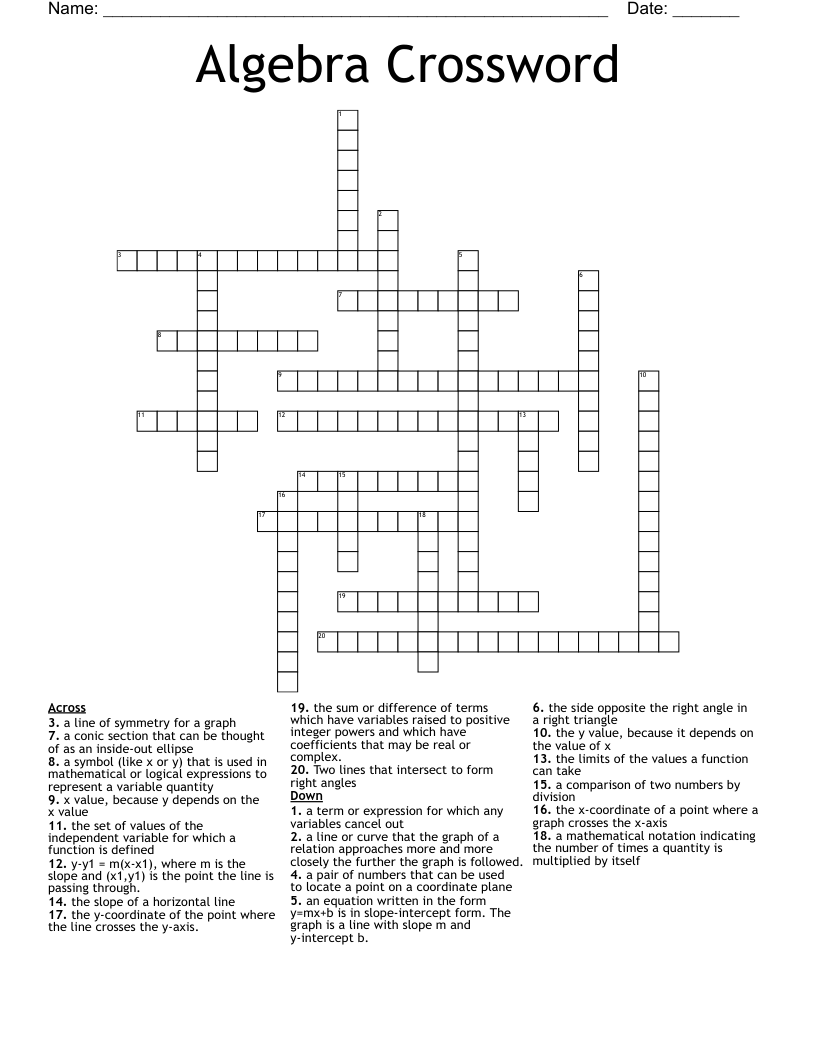 Algebra Crossword