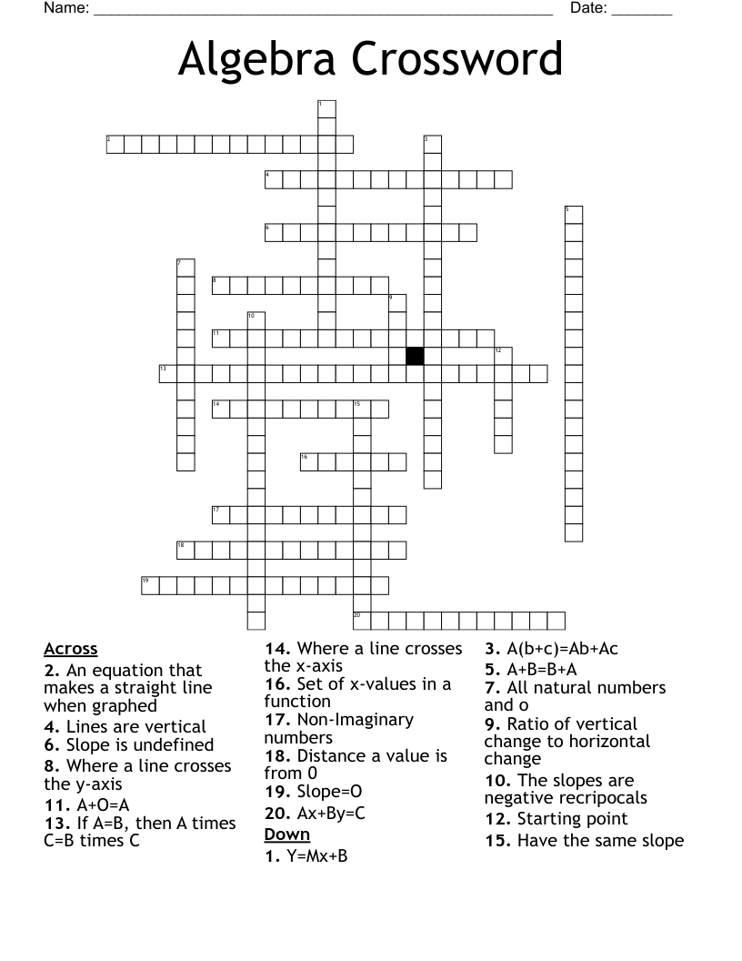 Algebra Crossword