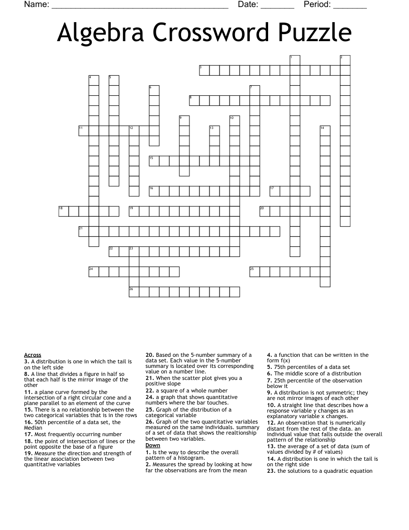 Algebra Crossword Puzzle