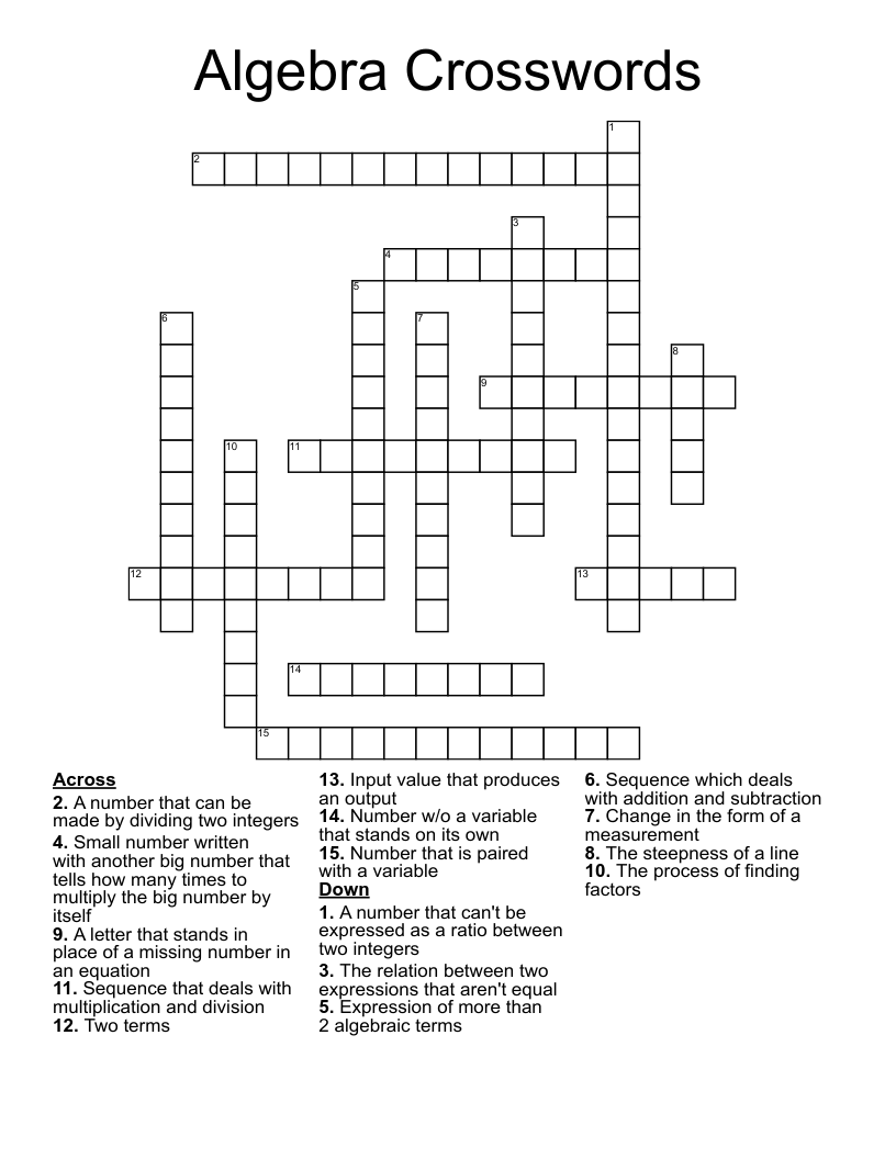 Algebra Crosswords