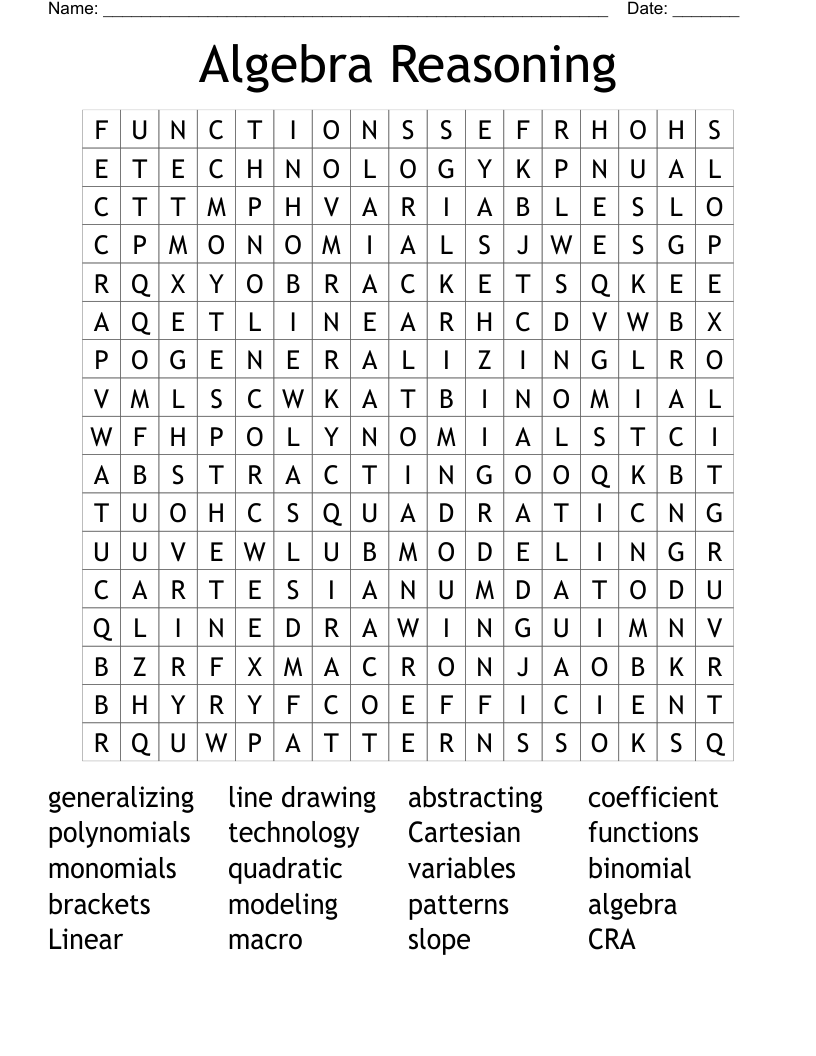 Algebra Reasoning  Word Search