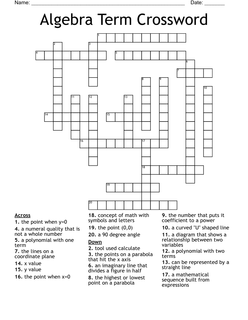 Algebra Term Crossword
