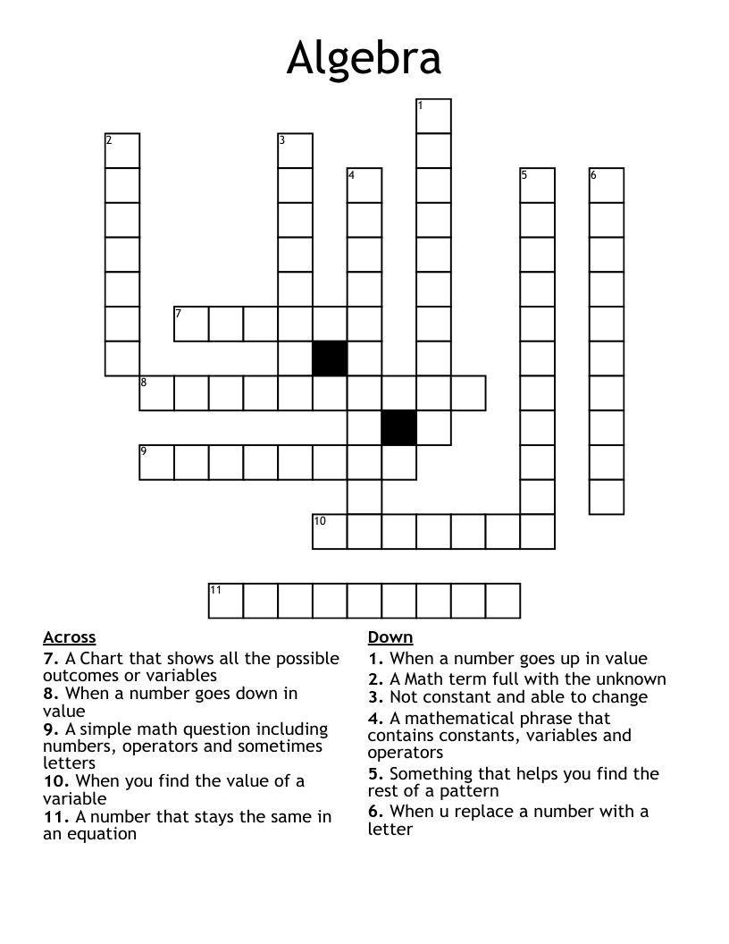 Algebra  Crossword