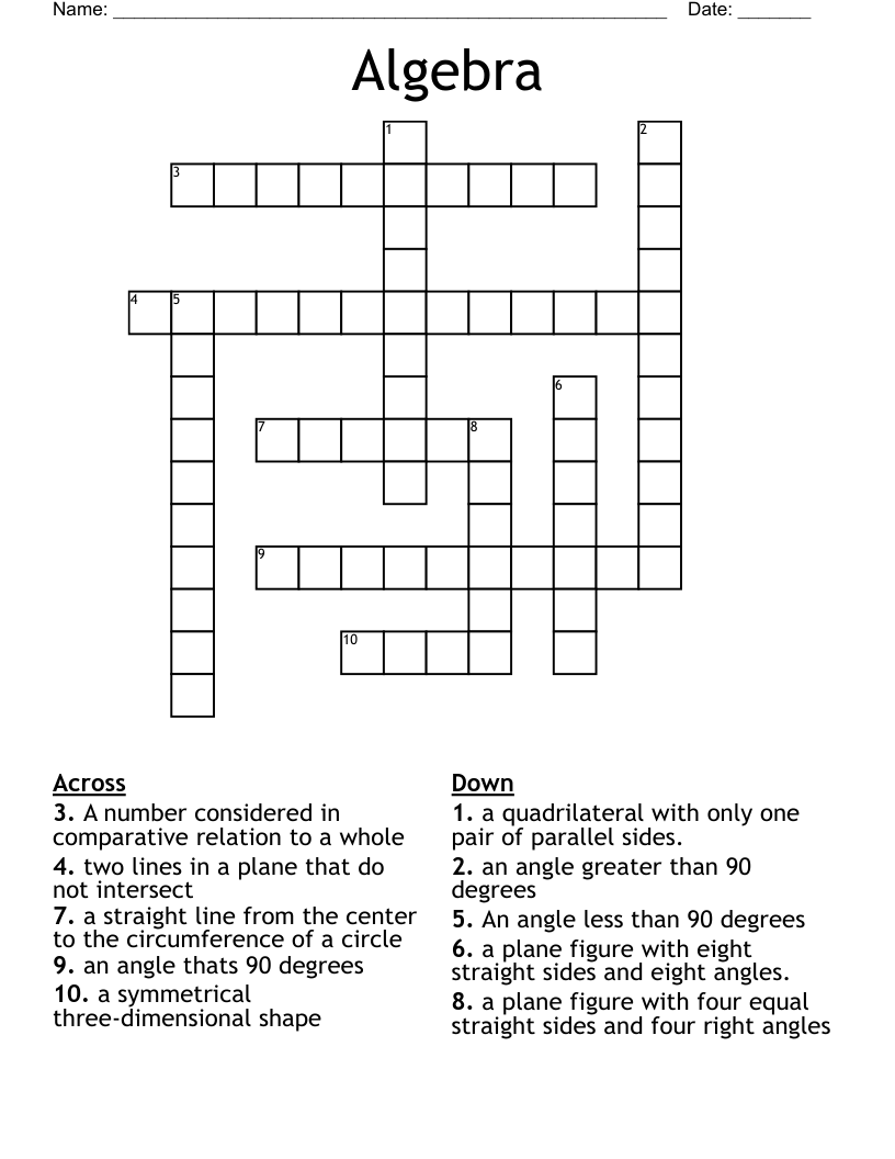Algebra  Crossword