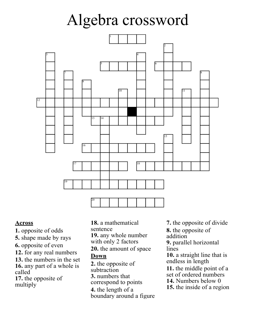 Algebra crossword