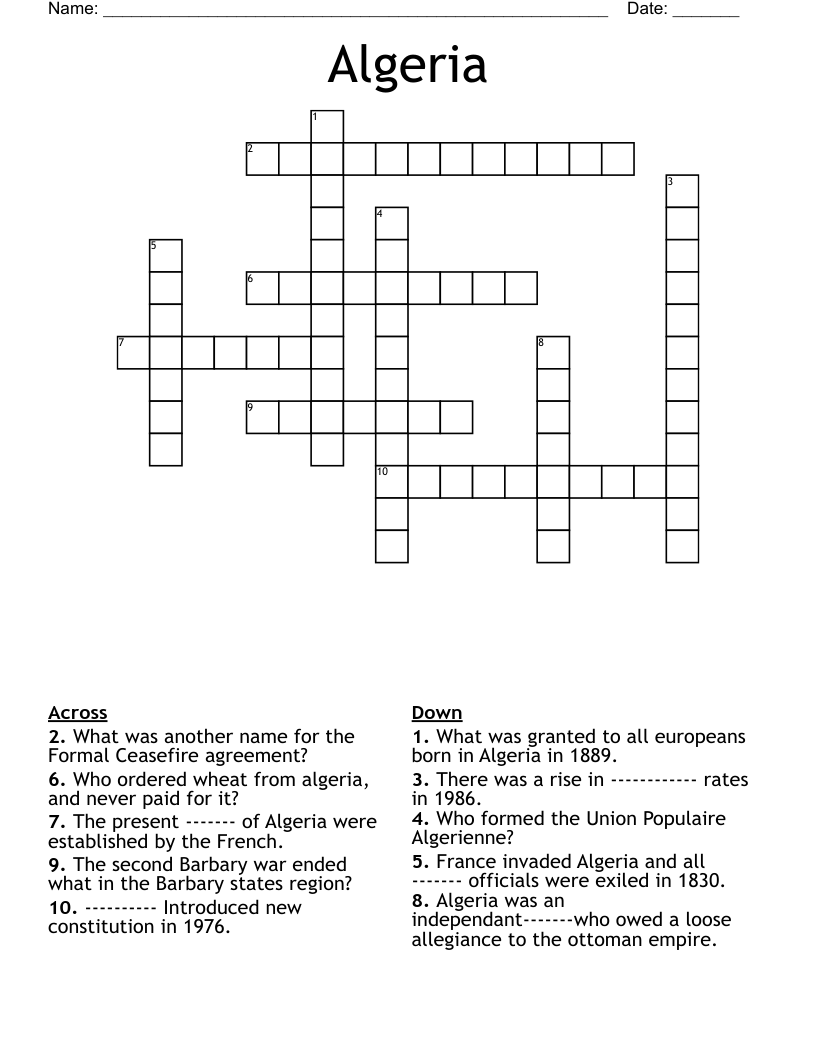 Algeria  Crossword