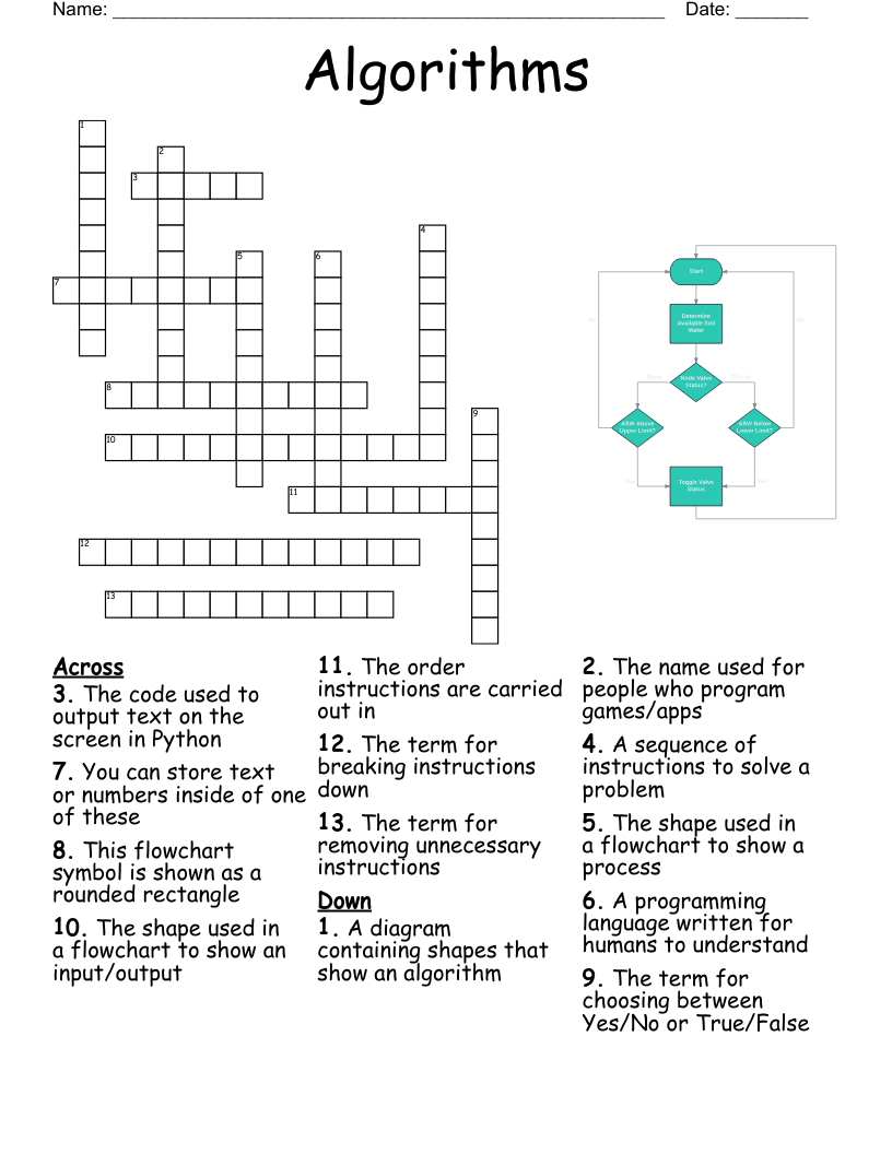 Algorithms Crossword