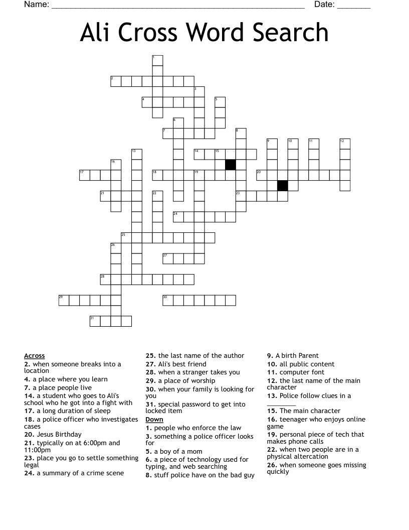 Ali Cross Word Search