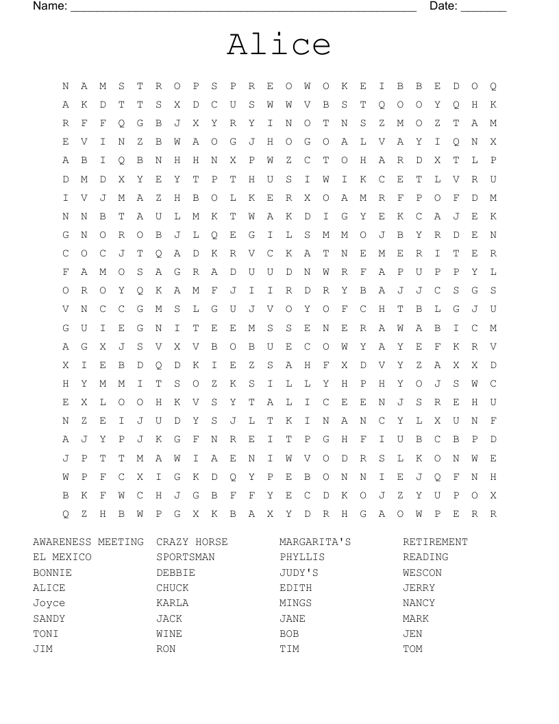 Alice Word Search
