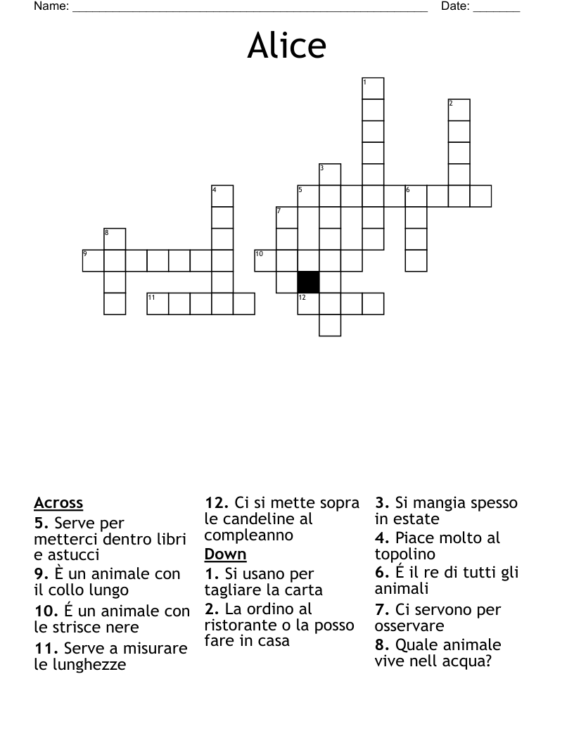 Alice Crossword