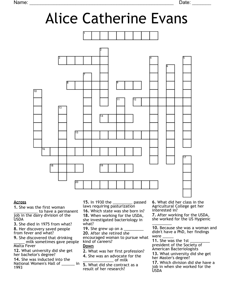 Alice Catherine Evans Crossword