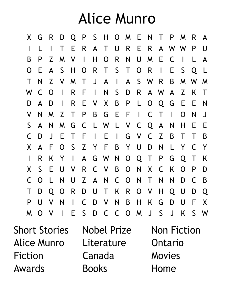 Alice Munro Word Search