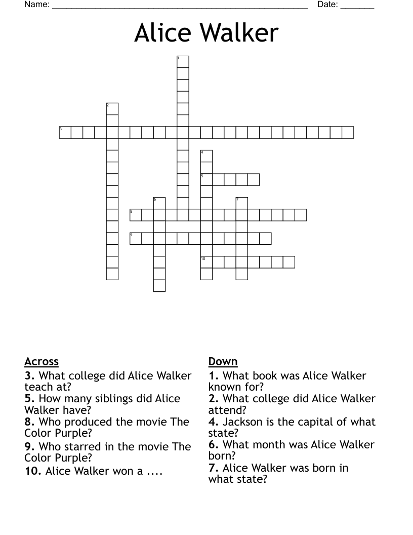 Alice Walker  Crossword