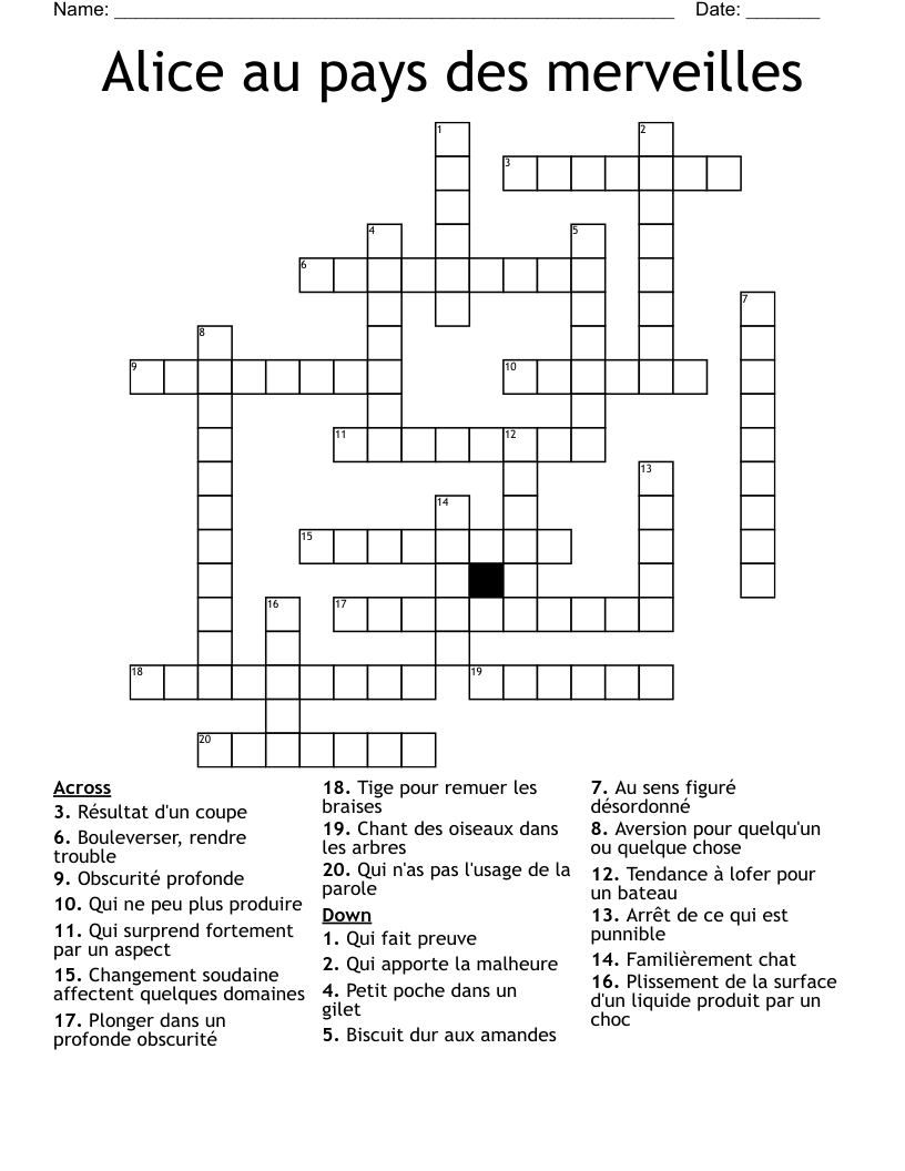 Alice au pays des merveilles  Crossword