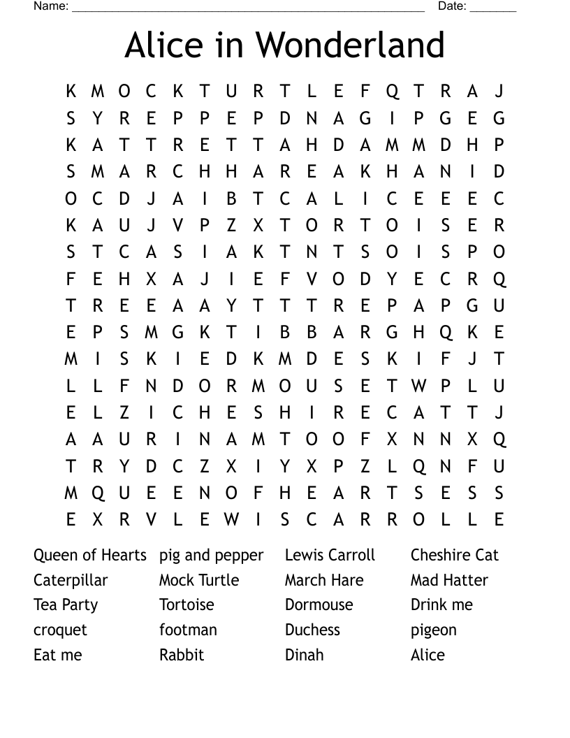 Alice in Wonderland Word Search