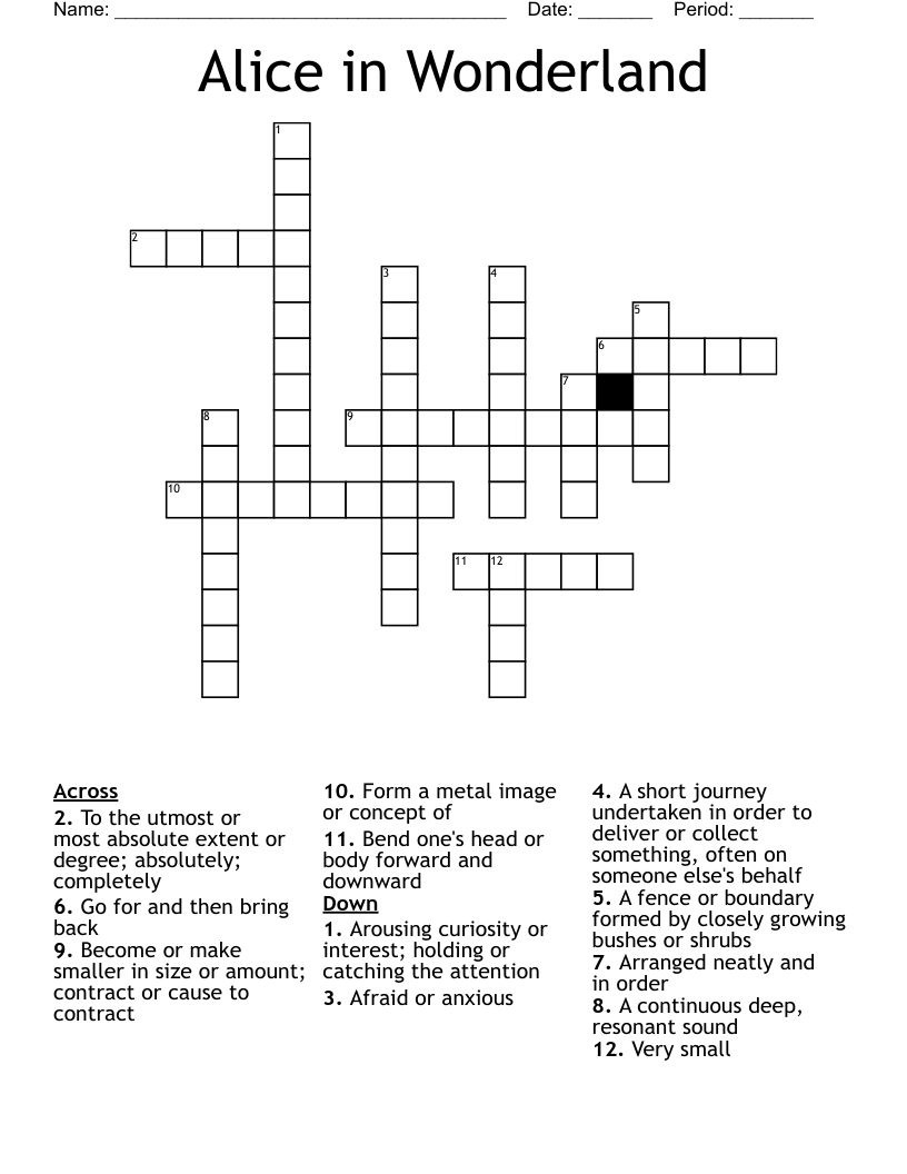 Alice in Wonderland Crossword