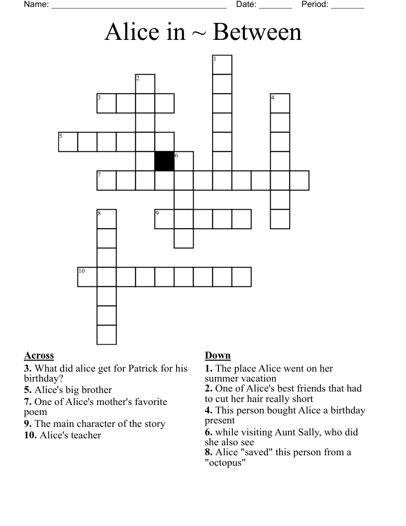 Alice in ~ Between Crossword