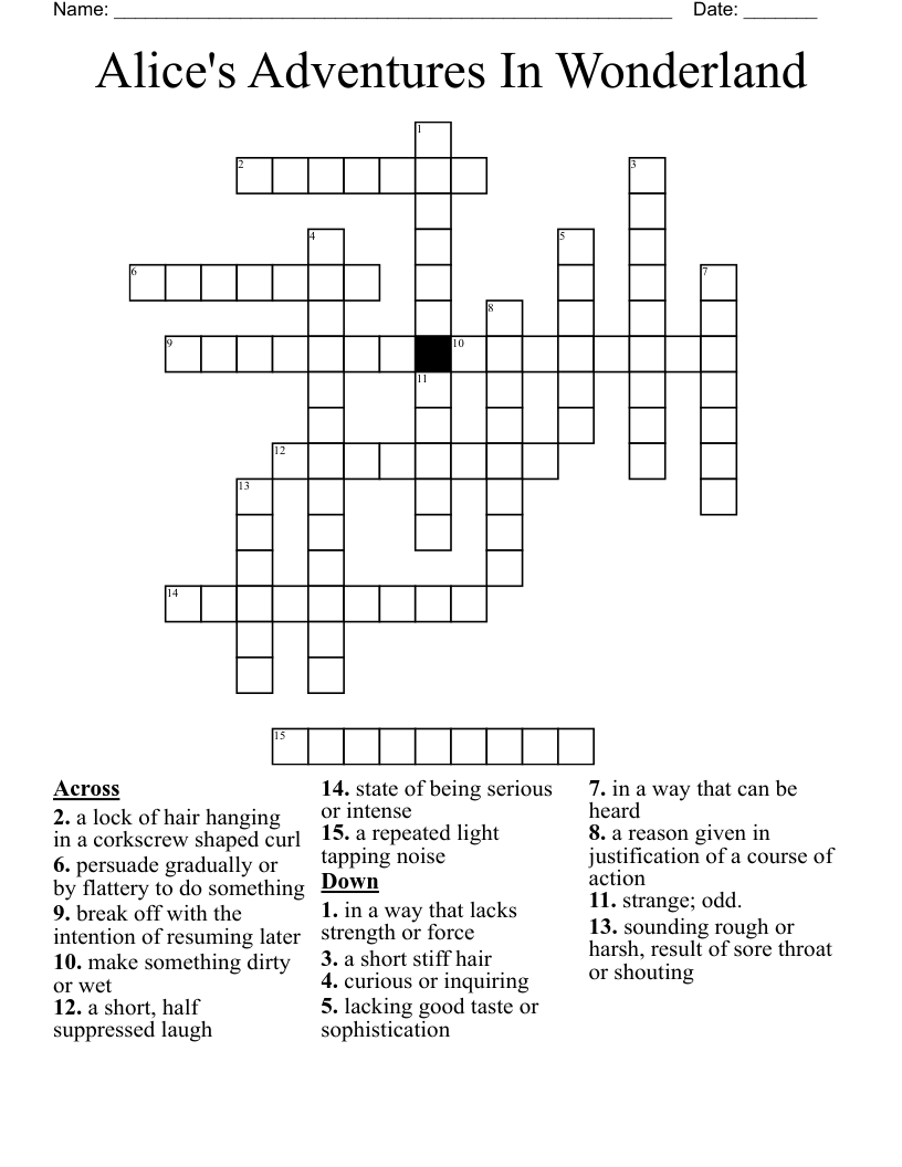 Alice's Adventures In Wonderland Crossword