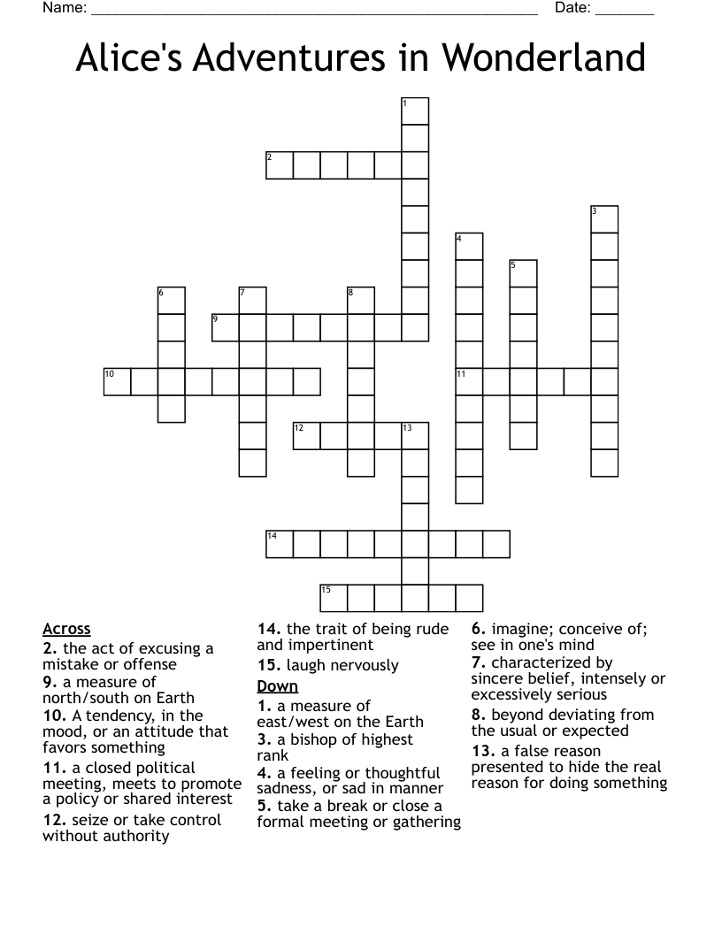 Alice's Adventures in Wonderland Crossword