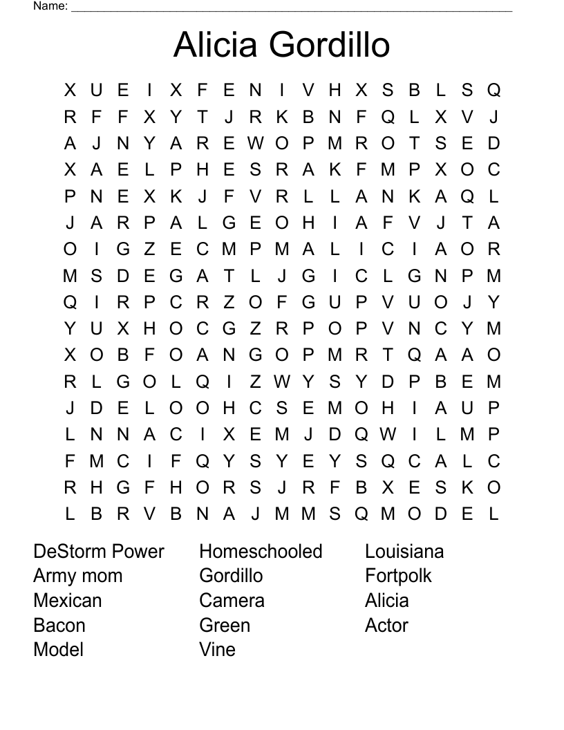 Alicia Gordillo Word Search