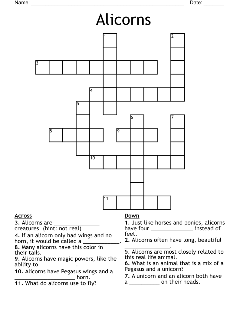 Alicorns Crossword